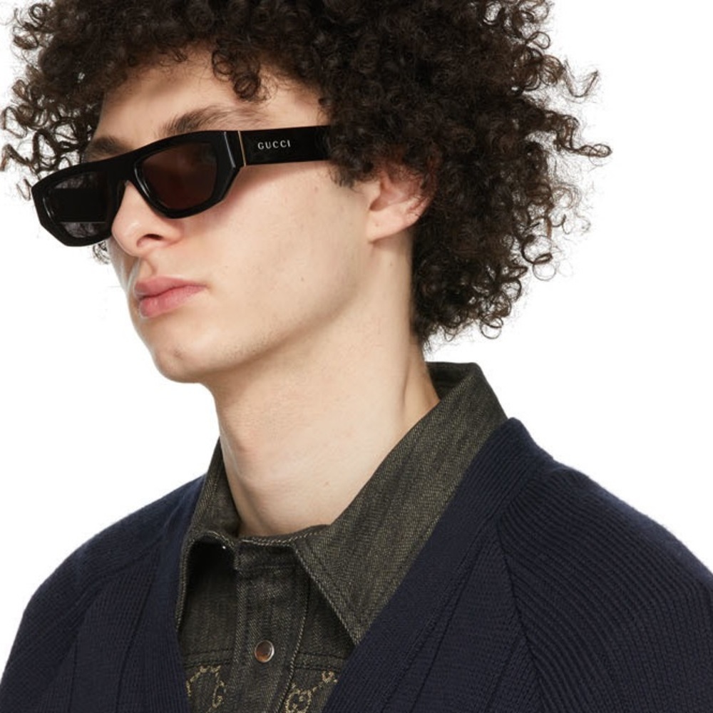 New - GUCCI GG1134S 002 square sunglass comes shiny black frame with dar…